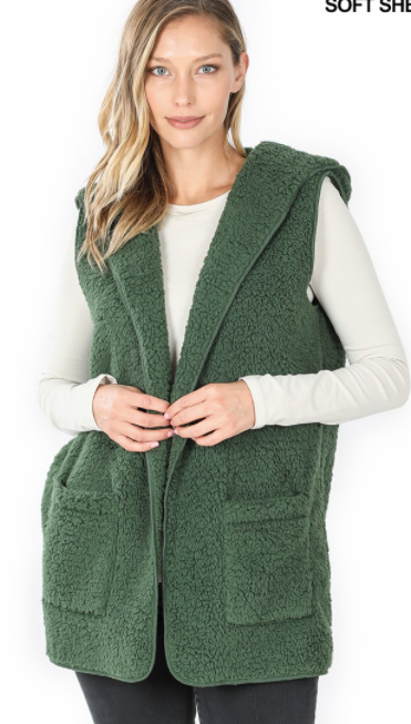 Sherpa Vest with hood - Feather & Quill Boutique