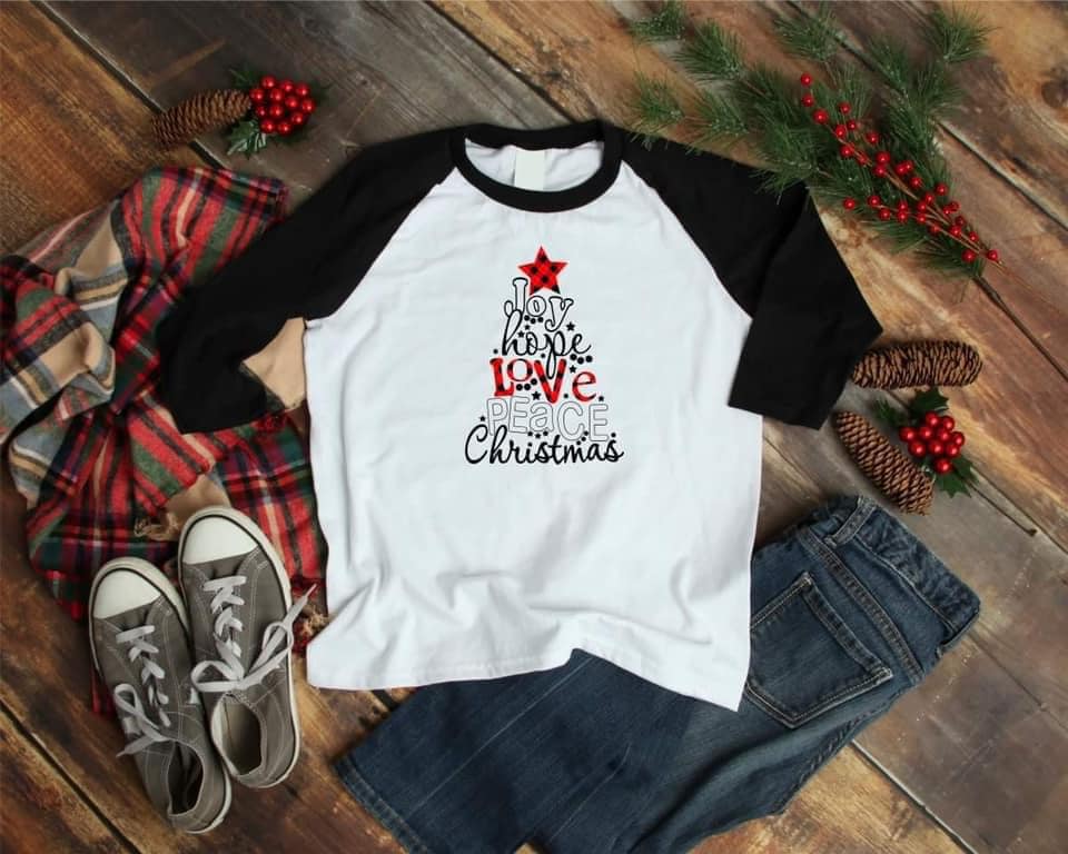Christmas Tree Words Graphic Tee - Feather & Quill Boutique
