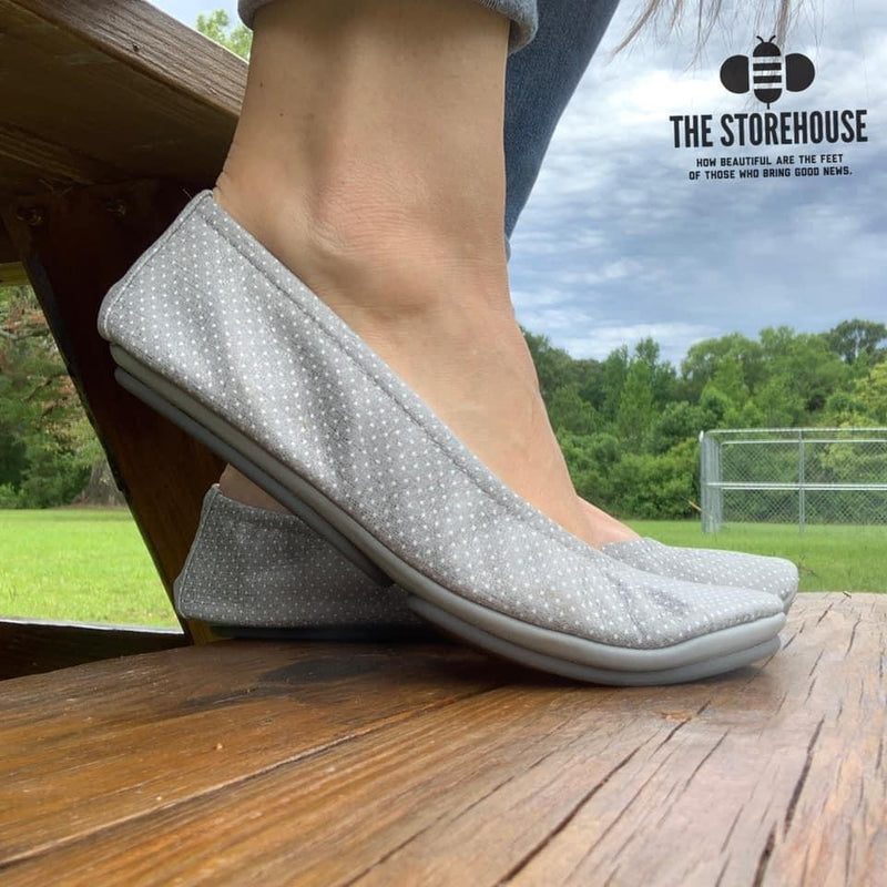 Storehouse Flats - Gray dots IN STOCK-Feather & Quill Boutique