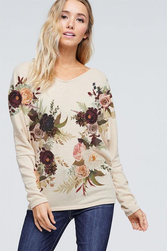 Floral Cross back sweater - Feather & Quill Boutique