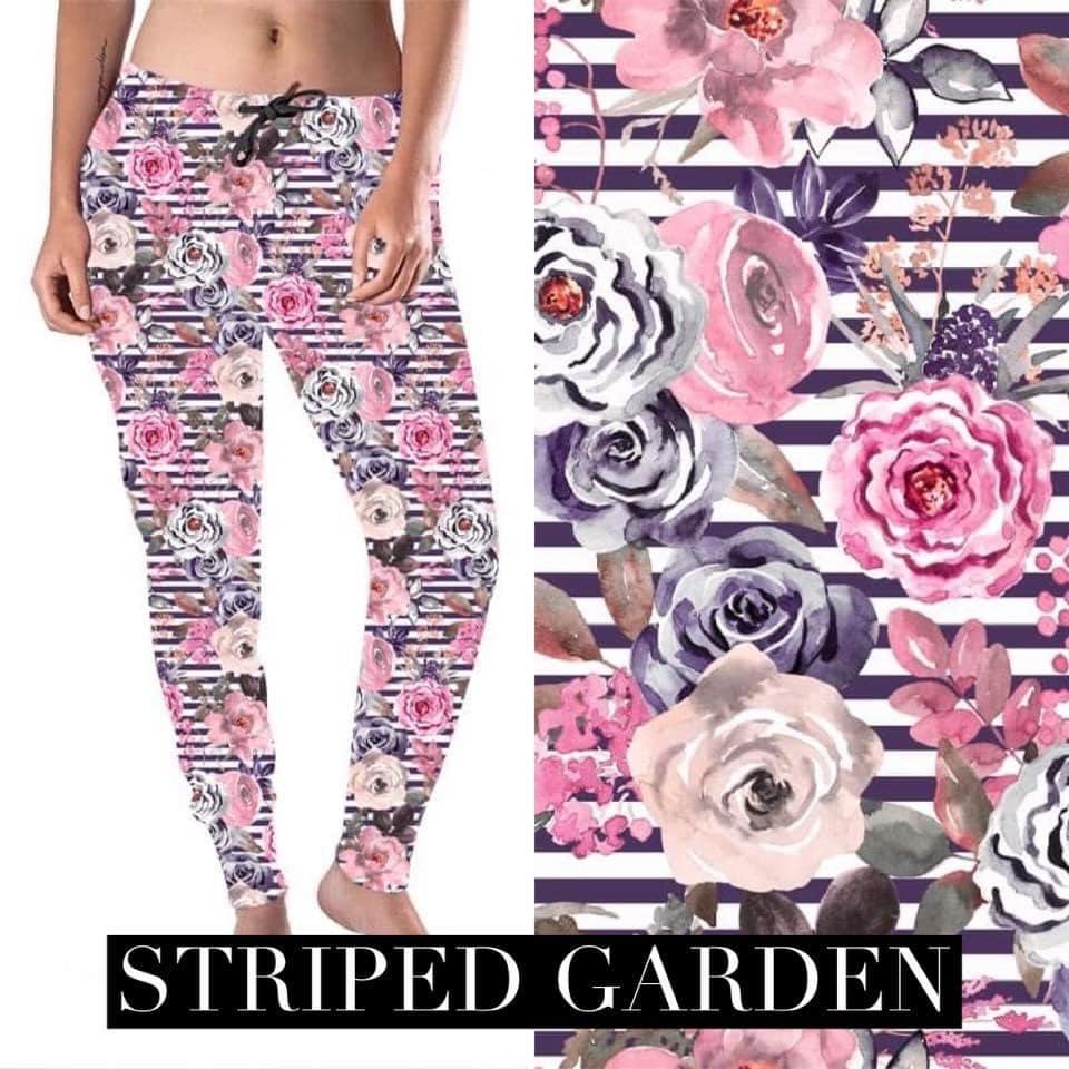 Joggers: Striped Garden - Feather & Quill Boutique