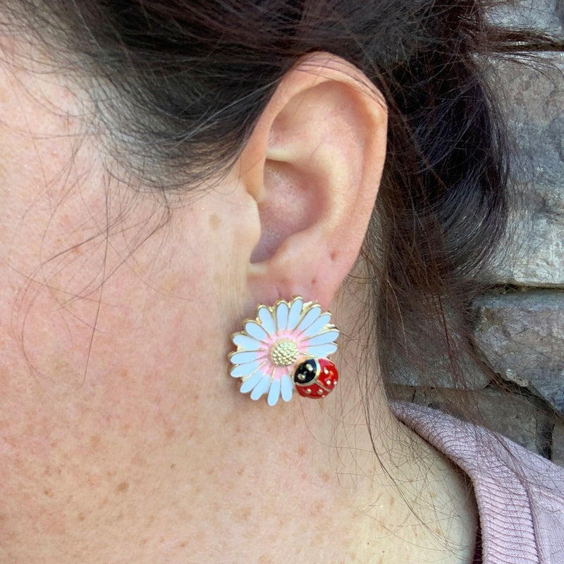Lady Bug Floral Earring