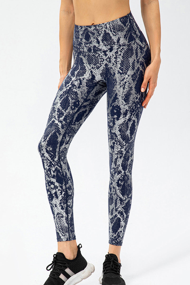 Snakeskin Elastic Waistband Yoga Leggings