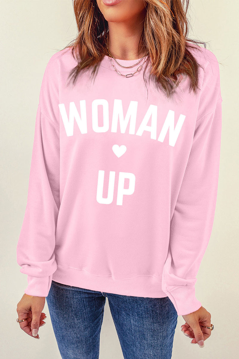 WOMAN UP Graphic Drop Shoulder Sweatshirt