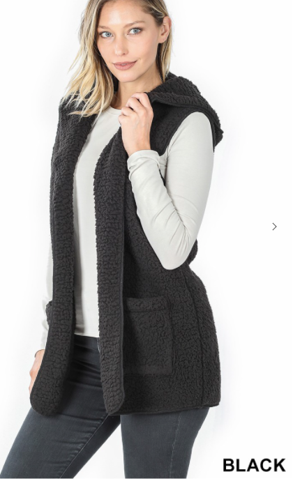 Sherpa Vest with hood - Feather & Quill Boutique