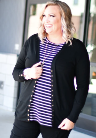 Black Snap Cardigan - Feather & Quill Boutique