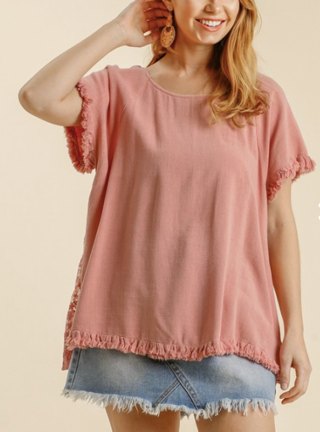Linen Blend Lace Back top - Feather & Quill Boutique
