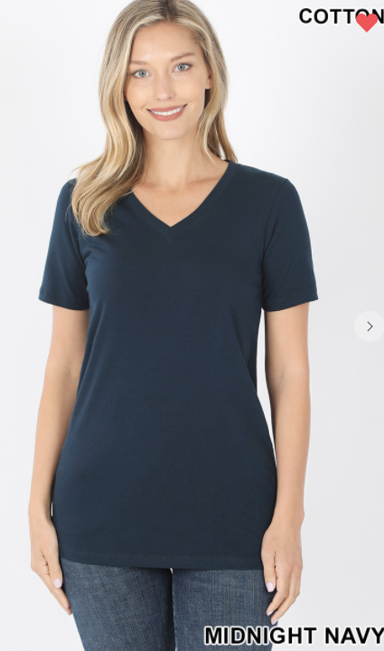 Everyday V Neck Tee: Navy - Feather & Quill Boutique