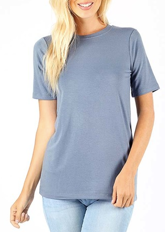 Everyday Round Neck Tee: Cement - Feather & Quill Boutique