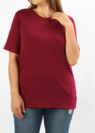 Everyday Round Neck Tee: Cabernet - Feather & Quill Boutique