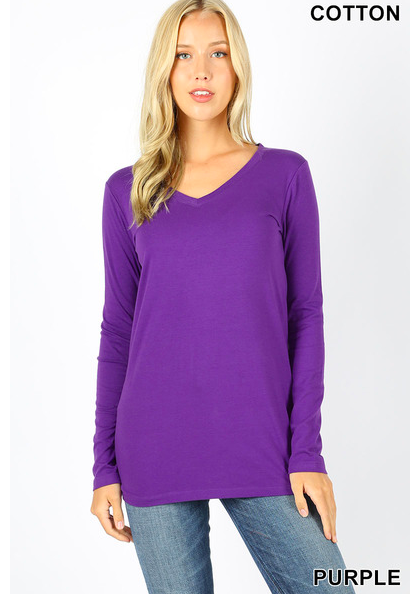Everyday V Neck Long Sleeve Tee - Feather & Quill Boutique