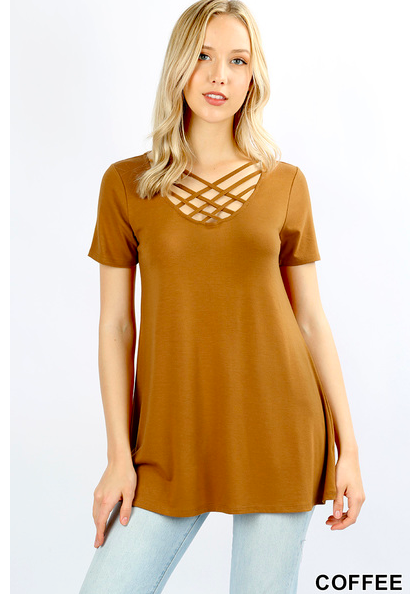 Criss Cross front flowy shirt - Feather & Quill Boutique