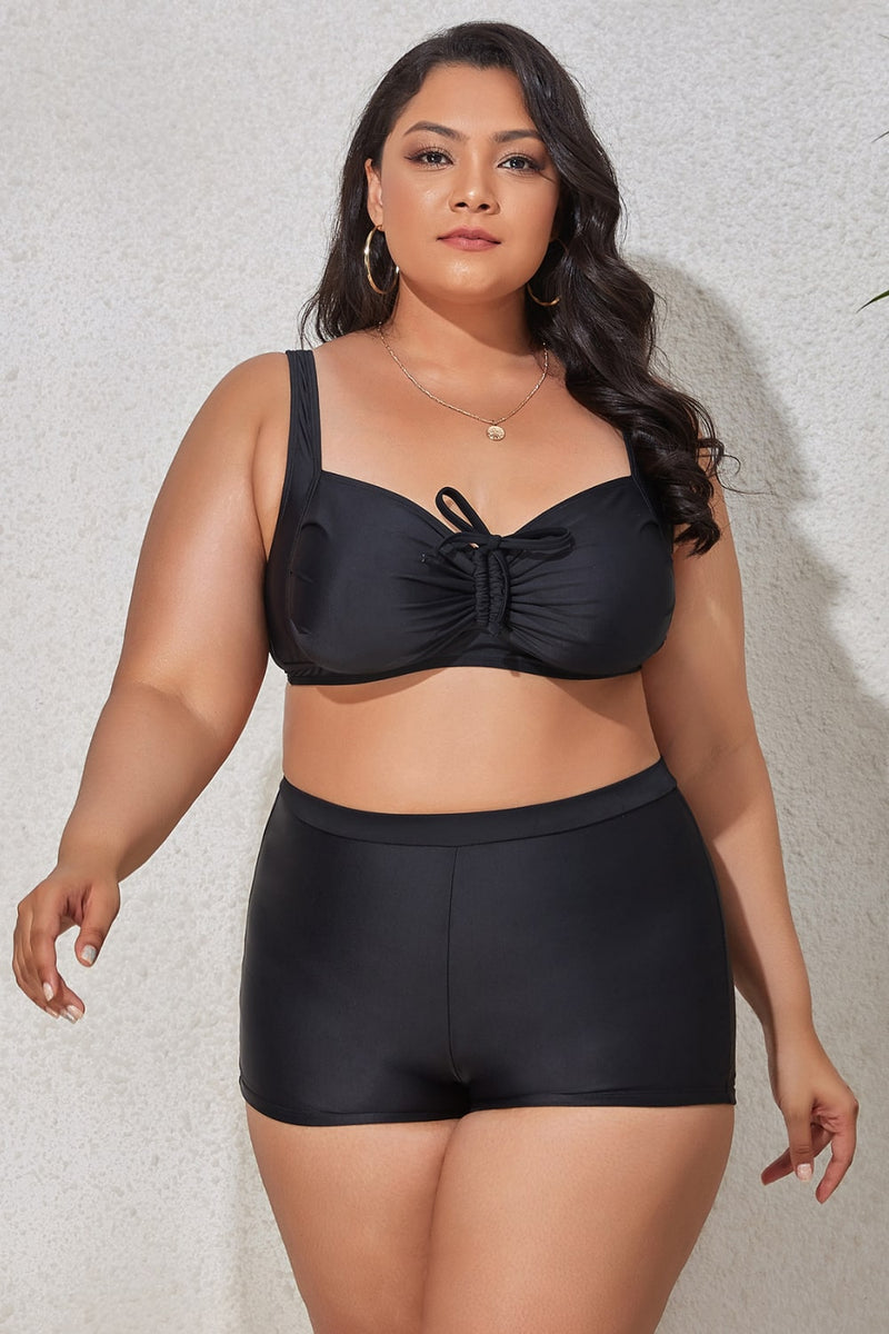 Plus Size Drawstring Detail Two-Piece Swimsuit