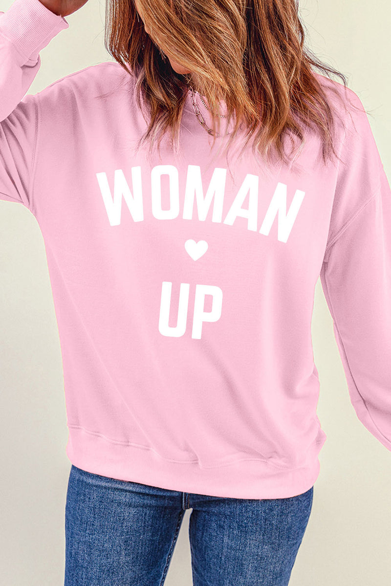 WOMAN UP Graphic Drop Shoulder Sweatshirt