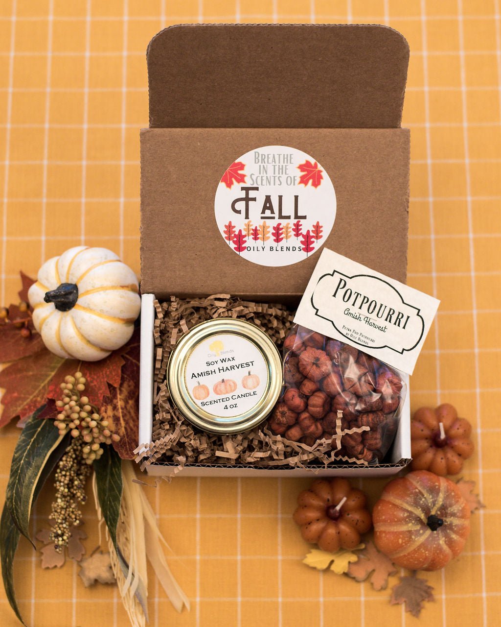 Fall Gift Boxes with Candle and Potpourri - Oily BlendsFall Gift Boxes with Candle and Potpourri