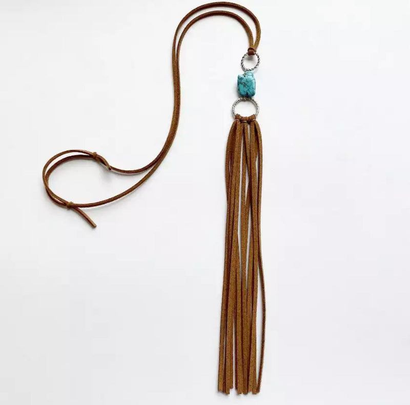 Necklace - Turquoise & Faux Leather