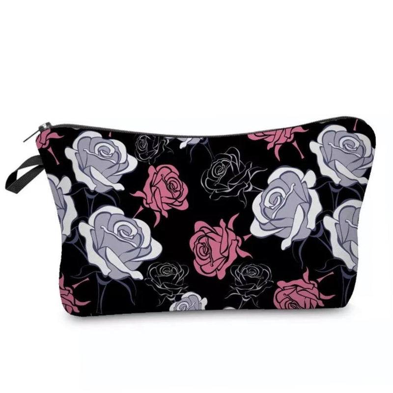 Pouch - Floral Pink White Roses