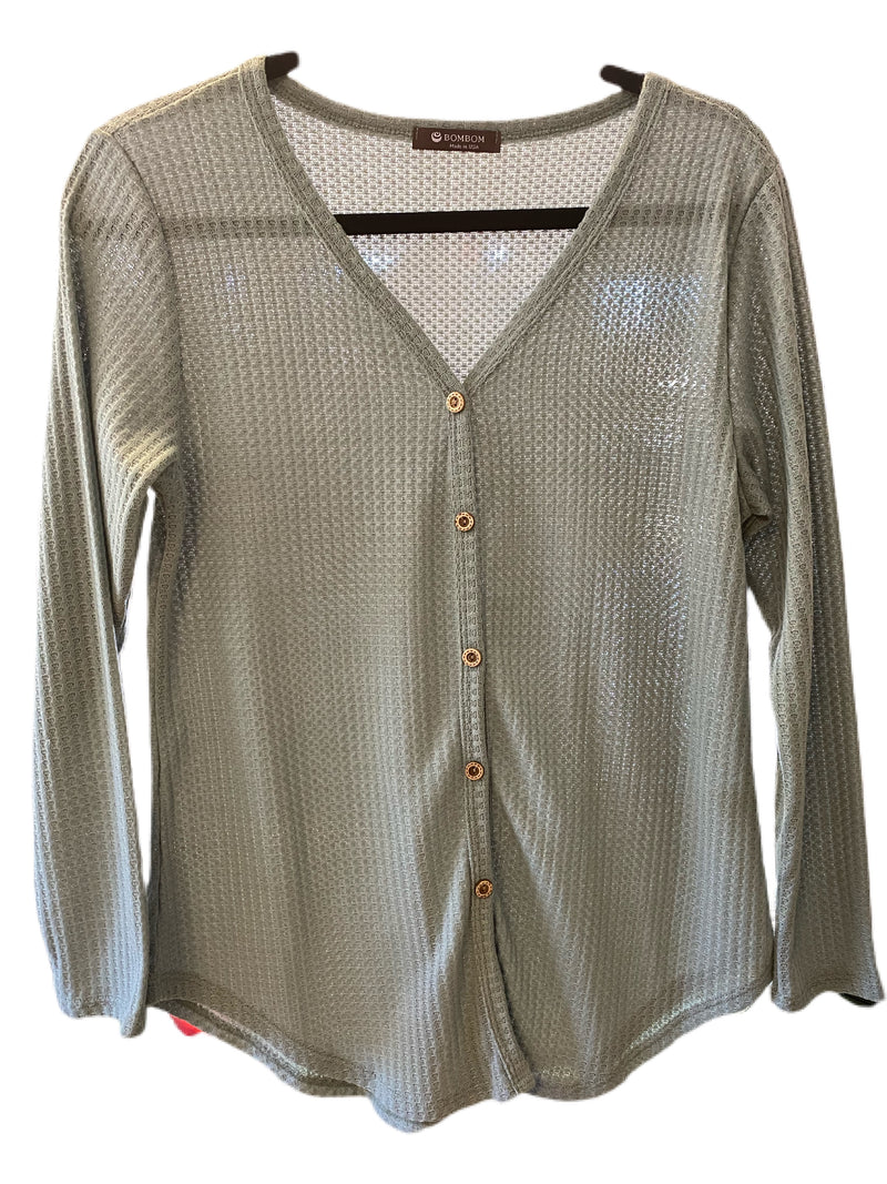 Sage Henley Waffle Weave top - Feather & Quill Boutique