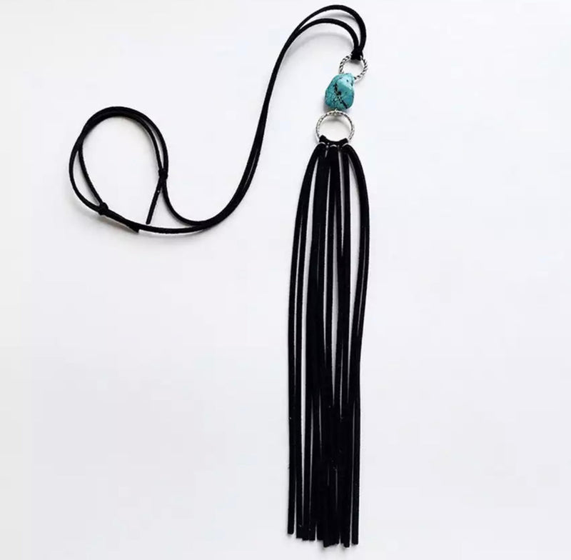 Necklace - Turquoise & Faux Leather