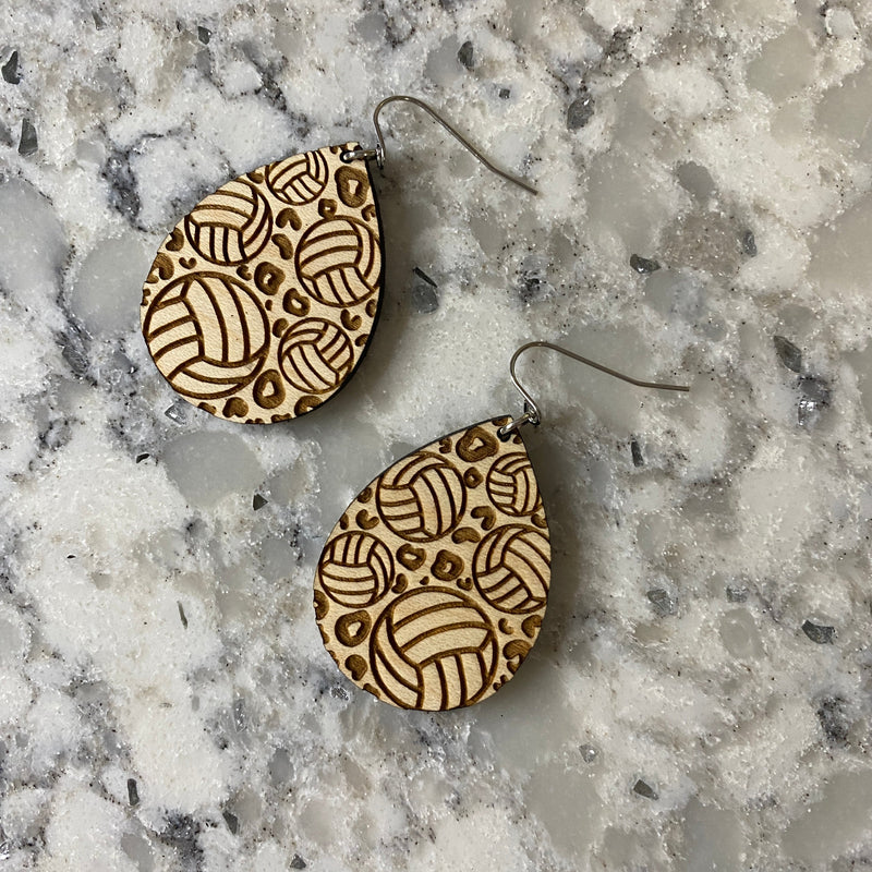 Wooden Specialty Drops - Volleyball Animal Print