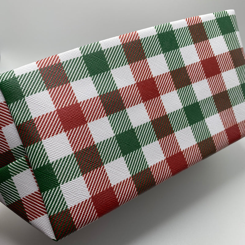 Stand Up Rectangle Zip Bag - Green & Red Plaid