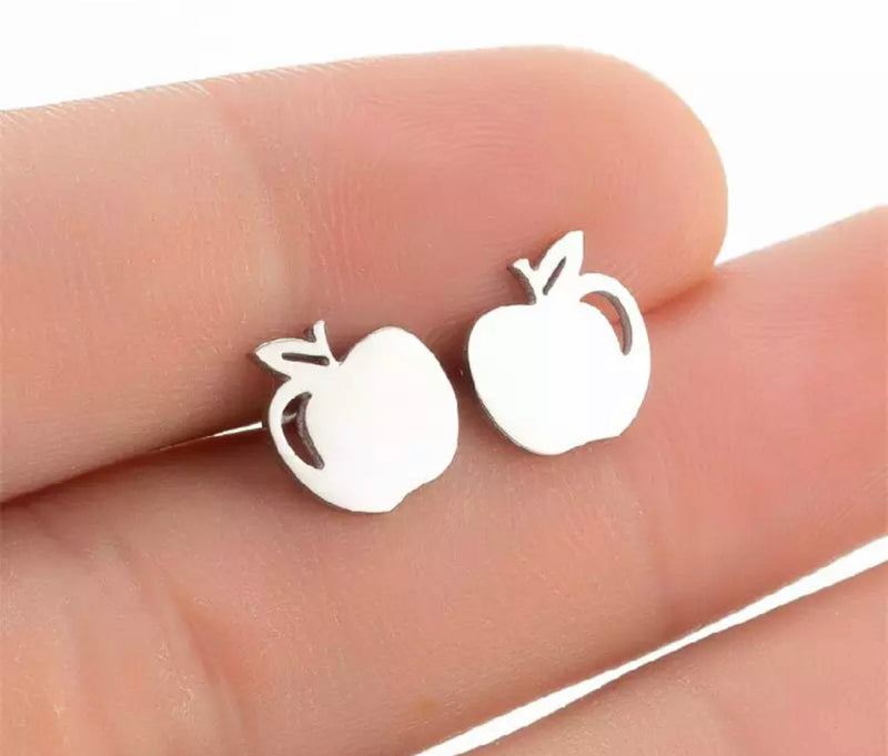 Metal Stud Earrings - Apple