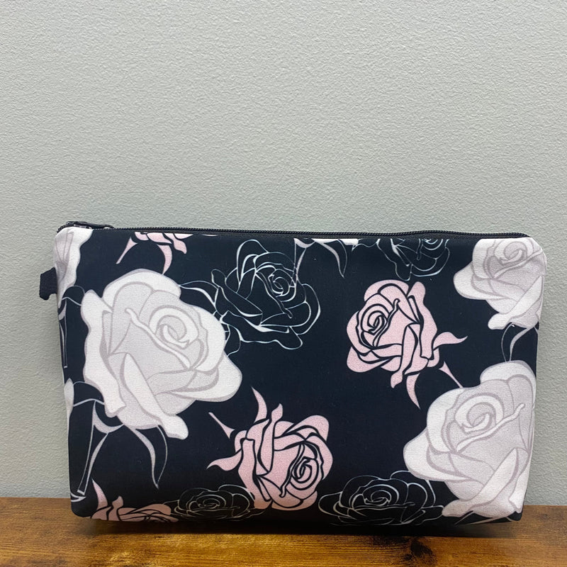 Pouch - Floral Pink White Roses