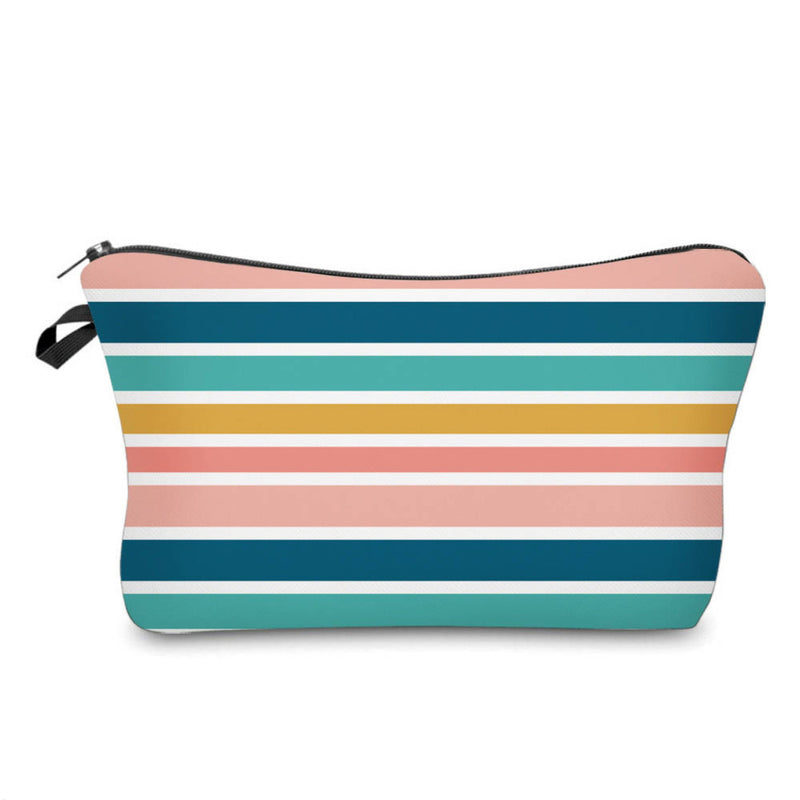 Pouch - Stripes Pink Blue Teal