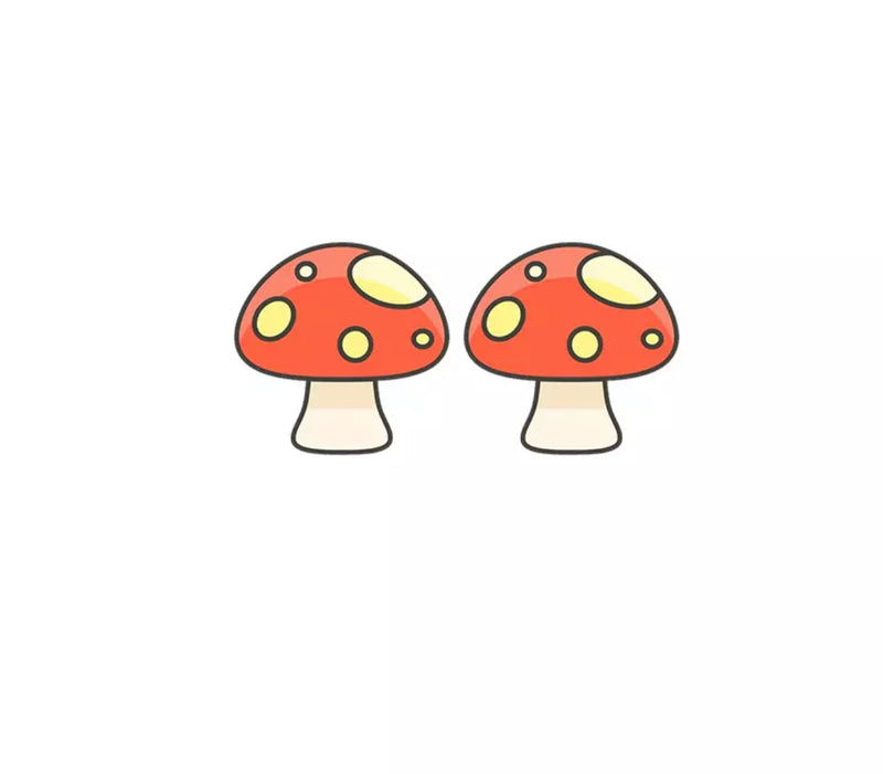 Acrylic Stud Earrings - Mushroom
