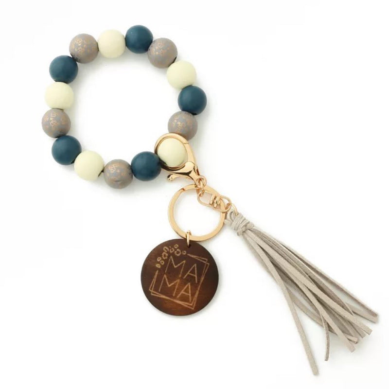 Wooden Bracelet Keychain with Wooden Mama Disk