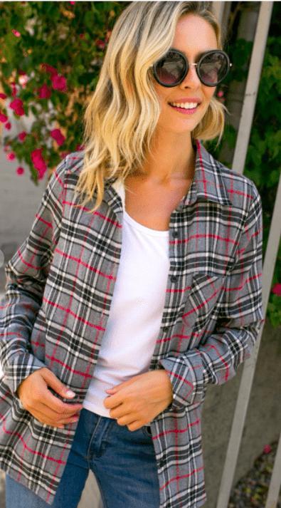 Plaid Flannel - Fleece Lined (preorder) - Feather & Quill Boutique