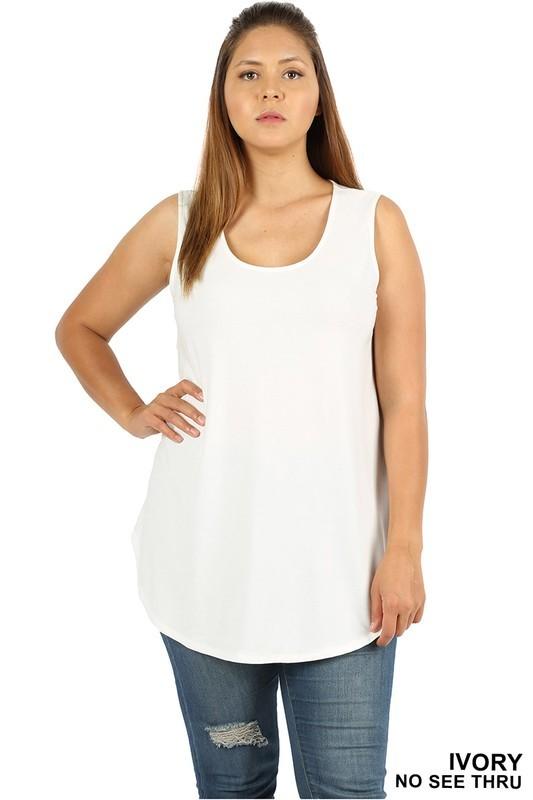 Plus Basic Casual Round Hem Tank Top - Multiple colors - Feather & Quill Boutique