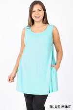 Plus Size flowy tank with pockets - Multiple colors-Feather & Quill Boutique