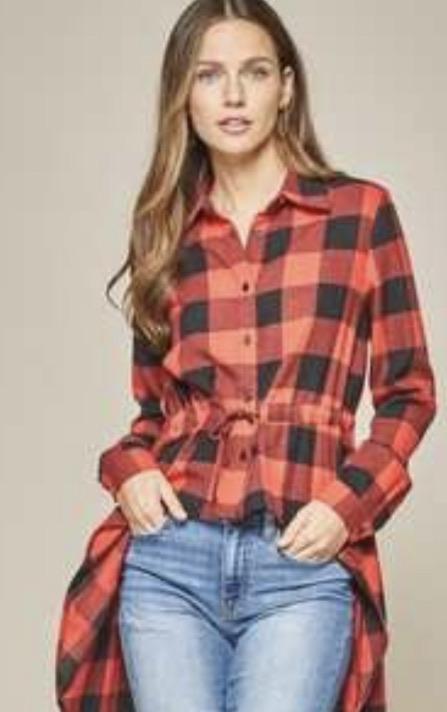 Red Buffalo Plaid High-Low Top - Feather & Quill Boutique