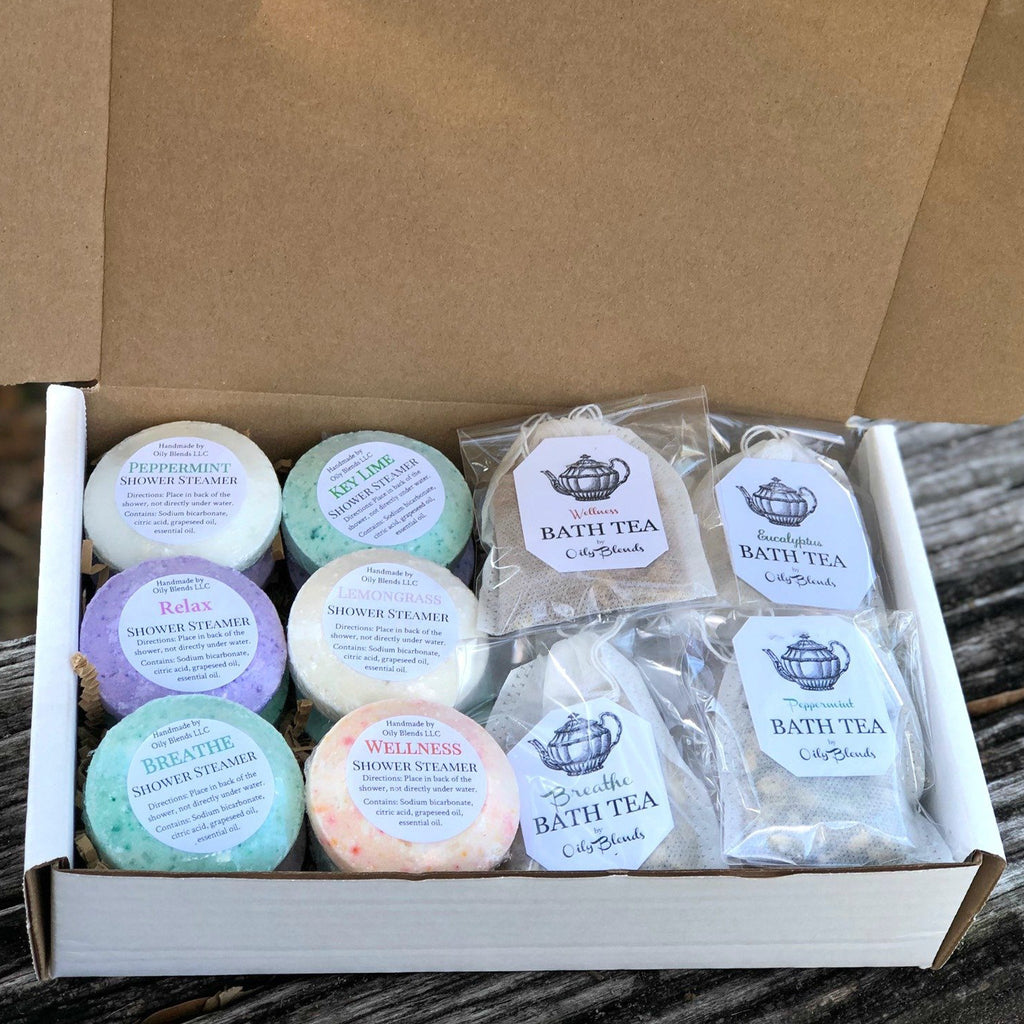 Shower Steamer and Bath Tea Assortment Box - Oily BlendsShower Steamer and Bath Tea Assortment Box