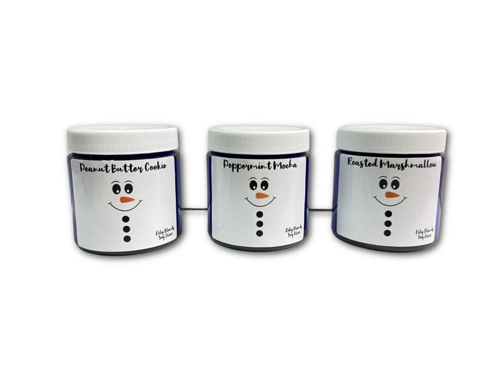 Snowman Christmas Candles Soy Wax 25 Hour Burn Time - Oily BlendsSnowman Christmas Candles Soy Wax 25 Hour Burn Time