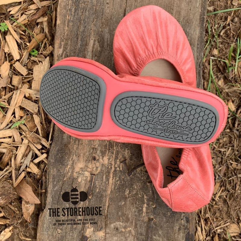 Storehouse Flats - Coral Oil tanned-Feather & Quill Boutique