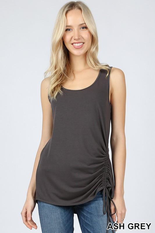 Tank top with Side Ruching-Feather & Quill Boutique