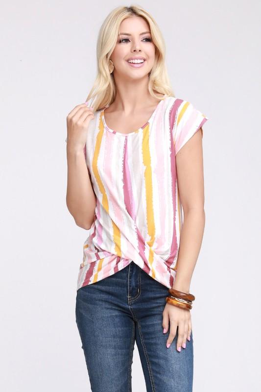 Twisted front knot shirt - Feather & Quill Boutique