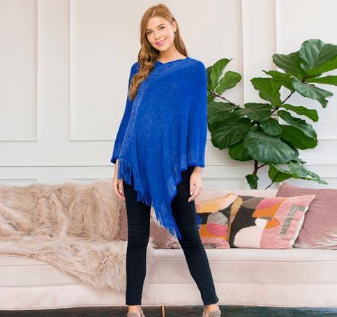 Two Tone Lightweight Poncho - Feather & Quill Boutique