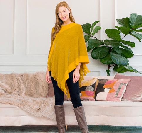 Two Tone Lightweight Poncho - Feather & Quill Boutique